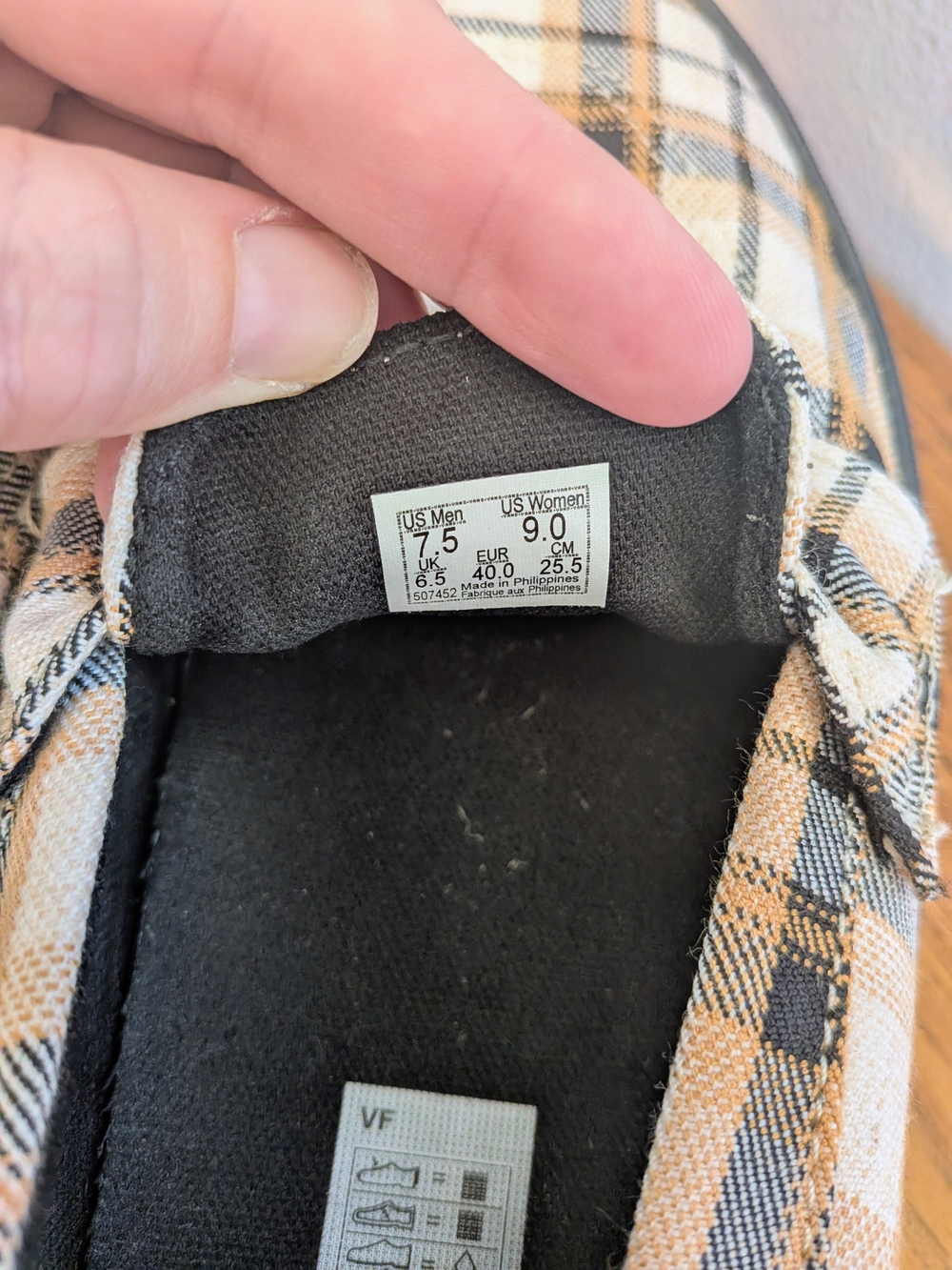 Vans Plaid Khaki Slip-On Loafers - Picture 4 of 5